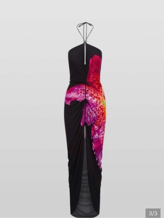 Rat & Boa Dresses & Skirts - Rat & Boa Black Halter Maxi Dress with Pink and Orange Floral Print